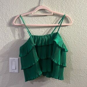Green spaghetti strap top